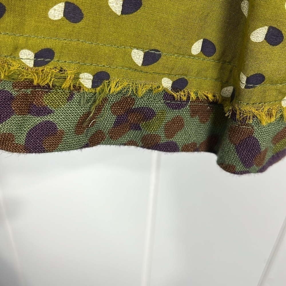 Anthropologie Gregory Womens Skirt XS/S Green Gold Mini Patch Raw Seam Trendy - Picture 5 of 12